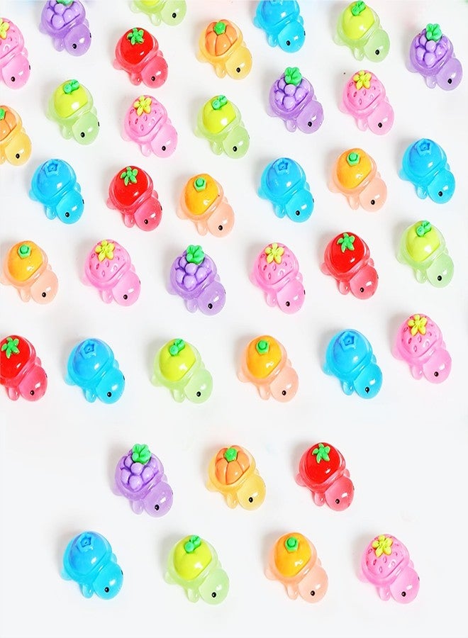 cntjv 50Pcs Mini Animals Figures to Hide Small Resin Turtles Figurines Tiny Glow in The Dark Miniature Plastic Sea Animals, Fruit, Vegetable, and Turtle Combinations in Novel Designs (7 Styles Mix) - Image 1